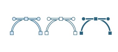 Mavi Bezier eğrisi simgesi beyaz arkaplanda izole edildi. Kalem aracı simgesi. Vektör.