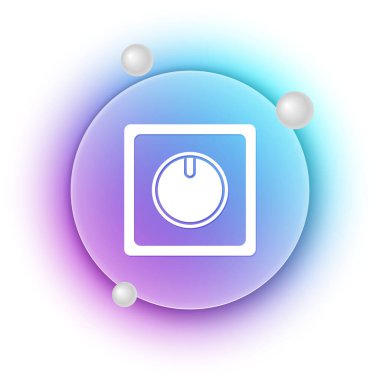 Beyaz elektrik düğmesi simgesi beyaz arkaplanda izole edildi. Açık ve kapalı simgesi. Loş ışık düğmesi işareti. Enerji tasarrufu kavramı. Mavi ve mor eğimli çember arkaplan. Vektör.