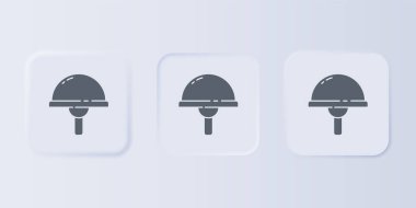 Gri arkaplanda izole edilmiş diyot simgesi yayan gri ışık. Yarı iletken diyot elektrik bileşeni. Kare düğmelere simgeleri yerleştir. Vektör.