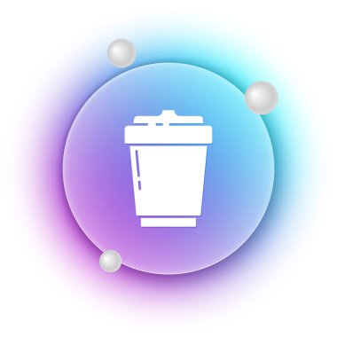 Beyaz arka planda izole edilmiş beyaz kahve fincanı. Mavi ve mor eğimli çember arkaplan. Vektör.