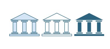 Mavi Müze binası simgesi beyaz arkaplanda izole edildi. Vektör.