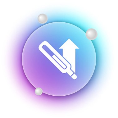 Tıbbi inceleme ikonu için beyaz termometre beyaz arka planda izole edildi. Mavi ve mor eğimli çember arkaplan. Vektör.