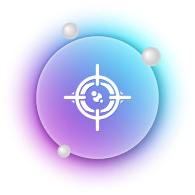 Beyaz Göz tarama simgesi beyaz arkaplanda izole edildi. Göz taraması yapılıyor. Güvenlik kontrol sembolü. Siber göz işareti. Mavi ve mor eğimli çember arkaplan. Vektör.