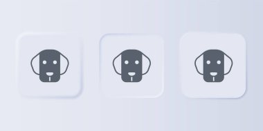 Gri arka planda Gri Köpek simgesi izole edildi. Kare düğmelere simgeleri yerleştir. Vektör.