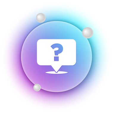 Beyaz Soru işareti simgesi beyaz arkaplanda izole edildi. SSS işareti. Dosyaları kopyala, konuşma balonu ve grafiğini çıkar. Mavi ve mor eğimli çember arkaplan. Vektör.