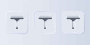 Gri arka planda izole edilmiş pencere simgesi için kauçuk temizleme hizmeti. Silecek, kazıyıcı, silecek. Kare düğmelere simgeleri yerleştir. Vektör.