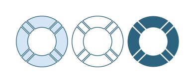 Mavi Lifebuoy simgesi beyaz arkaplanda izole edildi. Hayat kurtaran yüzen can simidi plaj için, kurtarma kemeri insanları kurtarmak için. Vektör.