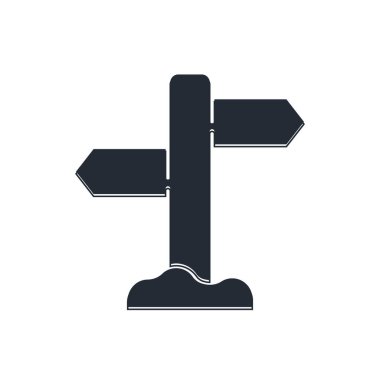 Siyah Yol trafik tabelası. Beyaz arkaplanda sinyal simgesi izole edildi. İşaretçi sembolü. Sokak bilgi tabelası. Yön tabelası. Vektör.