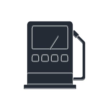 Siyah petrol ya da benzin istasyonu ikonu beyaz arka planda izole edildi. Araba yakıtı sembolü. Benzin pompası. Vektör.