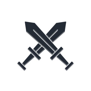 Siyah Haçlı Ortaçağ kılıç ikonu beyaz arka planda izole edilmiş. Ortaçağ silahı. Vektör.