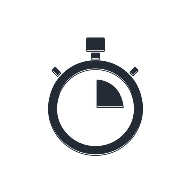 Siyah Kronometre simgesi beyaz arkaplanda izole edildi. Zaman göstergesi. Kronometre işareti. Vektör.