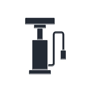 Beyaz arka planda siyah bisiklet hava pompası ikonu izole edildi. Vektör.