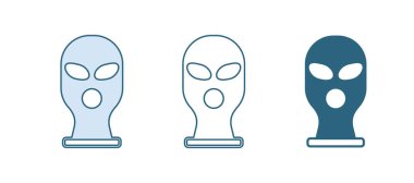 Mavi kar maskesi simgesi beyaz arkaplanda izole edilmiş. Kış sporları için bir parça kıyafet ya da bir suçlu ya da hırsız için bir maske. Vektör.