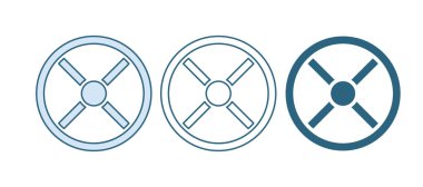 Mavi Endüstri valf simgesi beyaz arkaplanda izole edildi. Vektör.