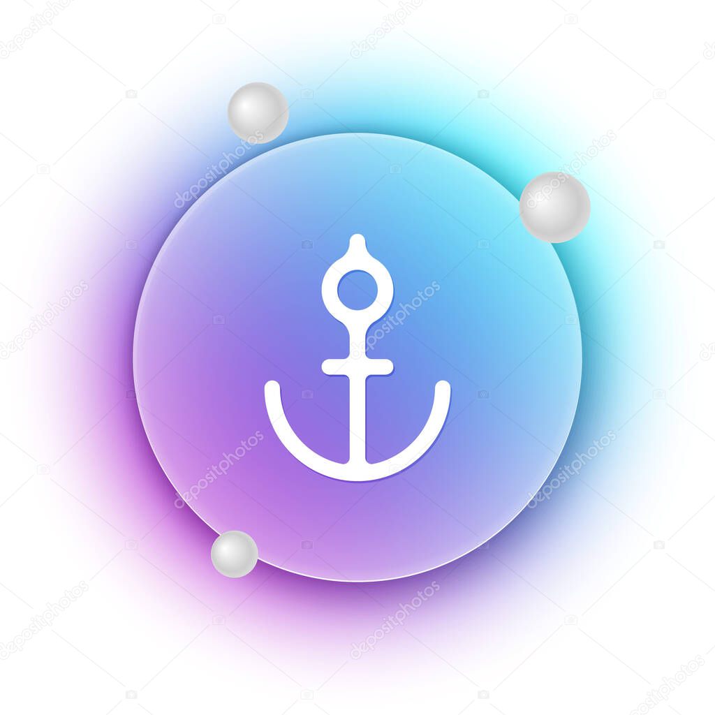 White Anchor icon isolated on white background. Blue and purple gradient circle background. Vector.