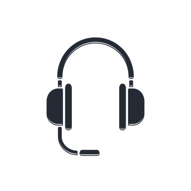 Beyaz arka planda izole edilmiş siyah kulaklıklar. Vektör.