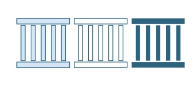 Mavi Hapishane pencere simgesi beyaz arkaplanda izole edildi. Vektör.