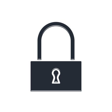 Siyah Kilit simgesi beyaz arkaplanda izole edildi. Asma kilit işareti. Güvenlik, güvenlik, koruma, gizlilik kavramı. Vektör.