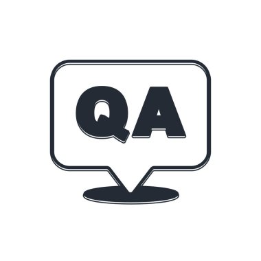 Beyaz zemin üzerinde Soru ve Yanıt simgesi olan siyah konuşma baloncukları. Q ve A sembolü. SSS işareti. Konuşma balonu ve çizelgesi. Vektör.