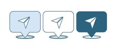 Şehir haritası yön bulma simgesinin mavi bilgileri beyaz arkaplanda izole edildi. Arayüz tasarımı. Yer belirleme konsepti. Vektör.