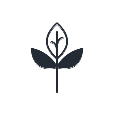 Beyaz arkaplanda siyah yaprak simgesi izole edildi. İşaret bırakıyor. Taze doğal ürün sembolü. Vektör.