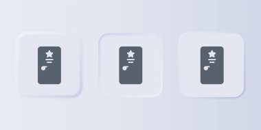 Gri arka planda gri sahne ikonu izole edildi. Üzerinde yıldız işareti olan kapı. Ünlüler için giyinmek. Kare düğmelere simgeleri yerleştir. Vektör.