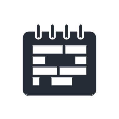 Siyah Takvim simgesi beyaz arkaplanda izole edildi. Olay hatırlatma sembolü. Vektör.