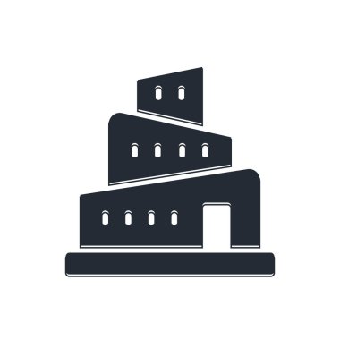 Kara Babil Kulesi İncil hikayesi ikonu beyaz arka planda izole edildi. Vektör.