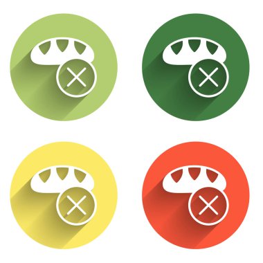 Bağış yiyecek simgesini uzun gölgeli izole et. Renkli daire düğmesi. Vektör.