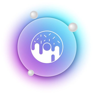 Beyaz arka planda izole edilmiş tatlı jöleli donut. Mavi ve mor eğimli çember arkaplan. Vektör.