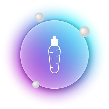 Beyaz arka planda beyaz havuç simgesi var. Mavi ve mor eğimli çember arkaplan. Vektör.