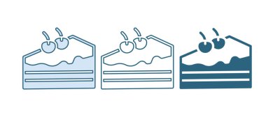 Beyaz arkaplanda izole edilmiş mavi pasta simgesi. Doğum günün kutlu olsun. Vektör.