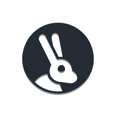 Beyaz arka planda izole edilmiş siyah hayvan zulmü ve tavşan ikonu. Vektör.