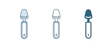 Mavi kaşık simgesi beyaz arkaplanda izole edildi. Mutfak aletleri. Çatal bıçak seti. Vektör.