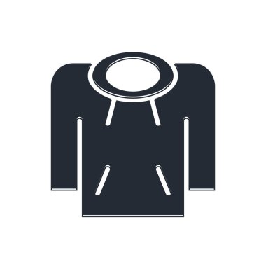 Siyah kapüşonlu simgesi beyaz arkaplanda izole edilmiş. Kapüşonlu kazak. Vektör.