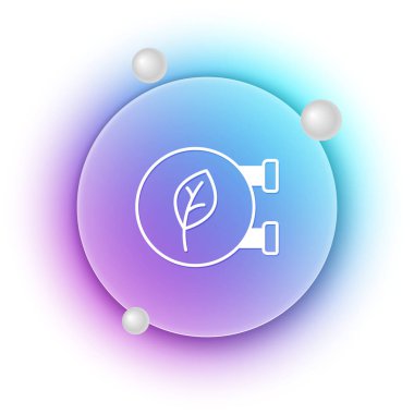 Beyaz Eko mağazası simgesi beyaz arkaplanda izole edildi. Organik mağaza ya da eco ürünleri tabelası. Mavi ve mor eğimli çember arkaplan. Vektör.