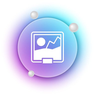 Beyaz Resim simgesi beyaz arkaplanda izole edildi. Mavi ve mor eğimli çember arkaplan. Vektör.