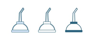 Beyaz arka planda izole edilmiş motor makine yağı ikonu için mavi kutu. Benzin bidonu. Yağ değiştirme ve onarım servisi. Vektör.