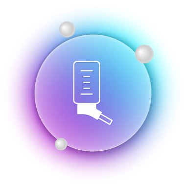 Beyaz arka planda izole edilmiş küçük hayvan ikonu için beyaz otomatik içici. Mavi ve mor eğimli çember arkaplan. Vektör.