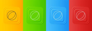 Beyaz Sahildeki top ikonu renkli arkaplanda izole edilmiş. Kare düğmelere simgeleri yerleştir. Vektör.