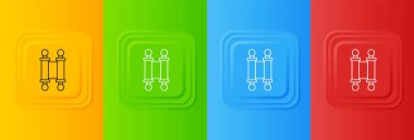 Beyaz KHK, kağıt, parşömen, renkli arkaplanda izole edilmiş parşömen simgesi. Çin parşömeni. Kare düğmelere simgeleri yerleştir. Vektör.