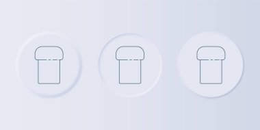 Gri arkaplanda gri Paskalya pastası simgesi var. Mutlu Paskalyalar. Kare düğmelere simgeleri yerleştir. Vektör.