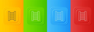 Beyaz tahta merdiven ikonu renkli arka planda izole edilmiş. Kare düğmelere simgeleri yerleştir. Vektör.