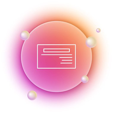 Beyaz kartvizit, beyaz arka planda izole edilmiş bir kartvizit simgesi. Şirket kimlik şablonu. Turuncu ve pembe eğimli çember arka planı. Vektör.