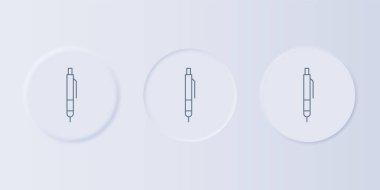 Gri arka planda gri kalem simgesi izole edildi. Kare düğmelere simgeleri yerleştir. Vektör.