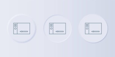 Gri tablet simgesi gri arkaplanda izole edildi. Kare düğmelere simgeleri yerleştir. Vektör.