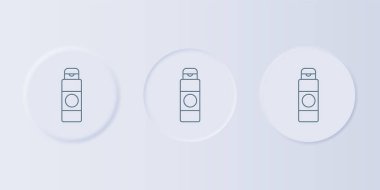 Gri arkaplanda gri krem ya da losyon kozmetik tüp ikonu var. Kadınlar için vücut bakım ürünleri. Kare düğmelere simgeleri yerleştir. Vektör.