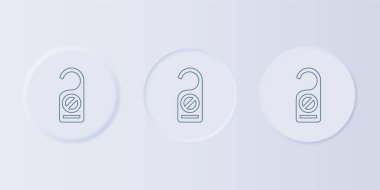 Grey lütfen gri arkaplandaki ikonu rahatsız etme. Otel Kapısı Askısı Etiketleri. Kare düğmelere simgeleri yerleştir. Vektör.