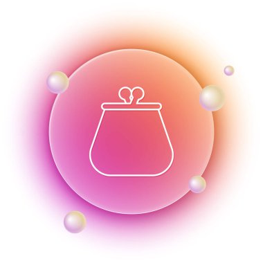 Beyaz Cüzdan simgesi beyaz arkaplanda izole edildi. Çanta ikonu. Nakit tasarruf sembolü. Turuncu ve pembe eğimli çember arka planı. Vektör.