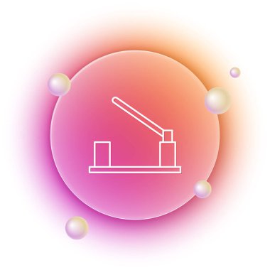 Beyaz Park Arabası Bariyeri simgesi beyaz arkaplanda izole edildi. Sokak durağı sınırı. Turuncu ve pembe eğimli çember arka planı. Vektör.